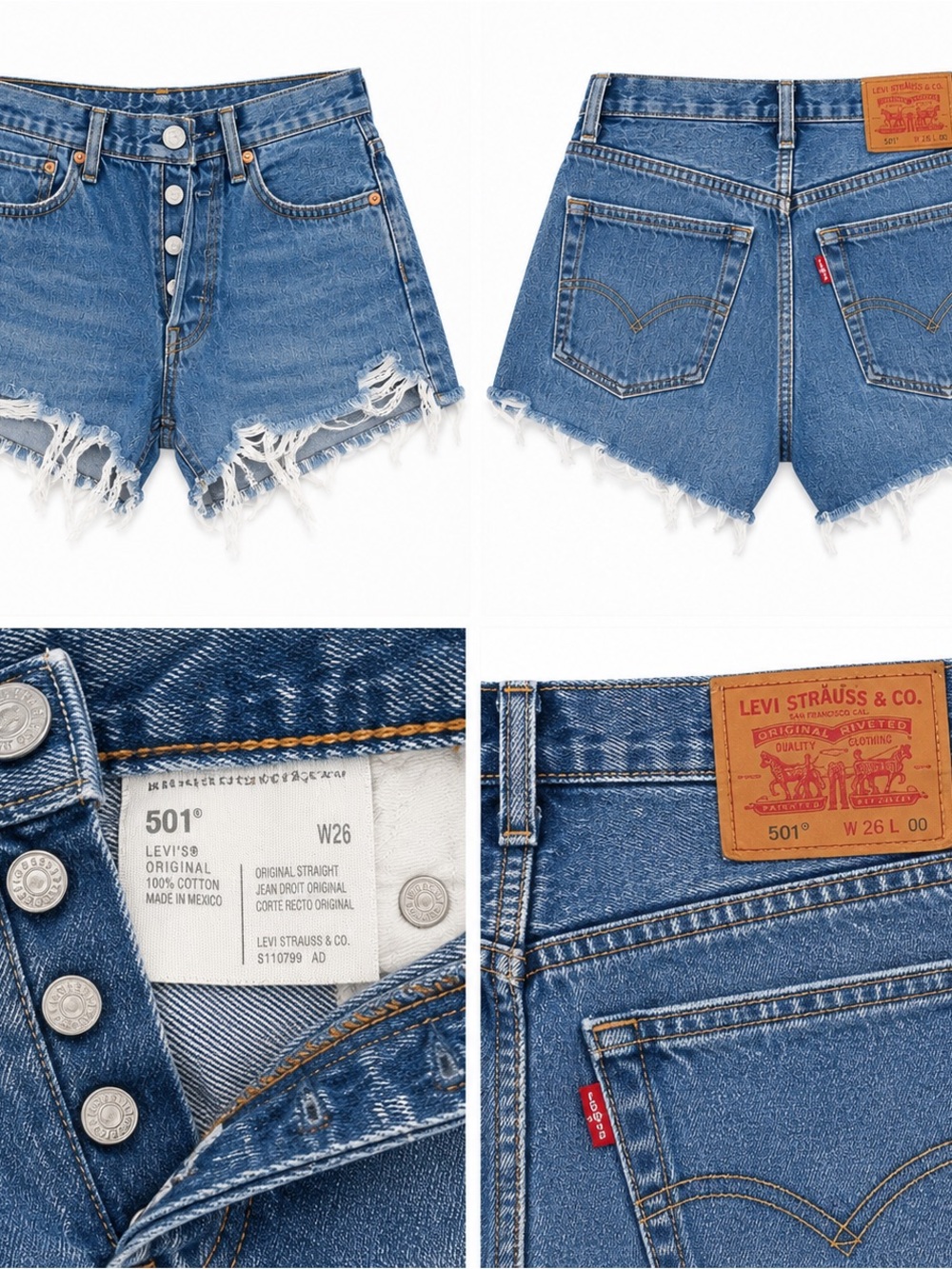Levis 501 Original Denim Shorts Size 26